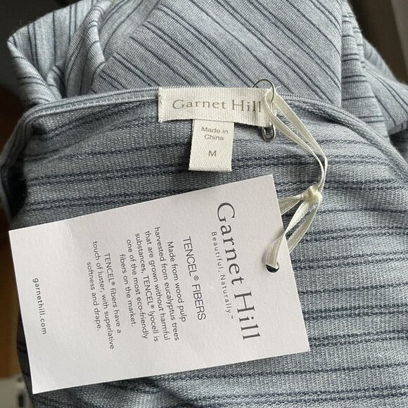 Garnet Hill Gray/Blue Stripe Tencel Jersey Knit A Line Tunic Dress Swing - Picture 6 of 6
